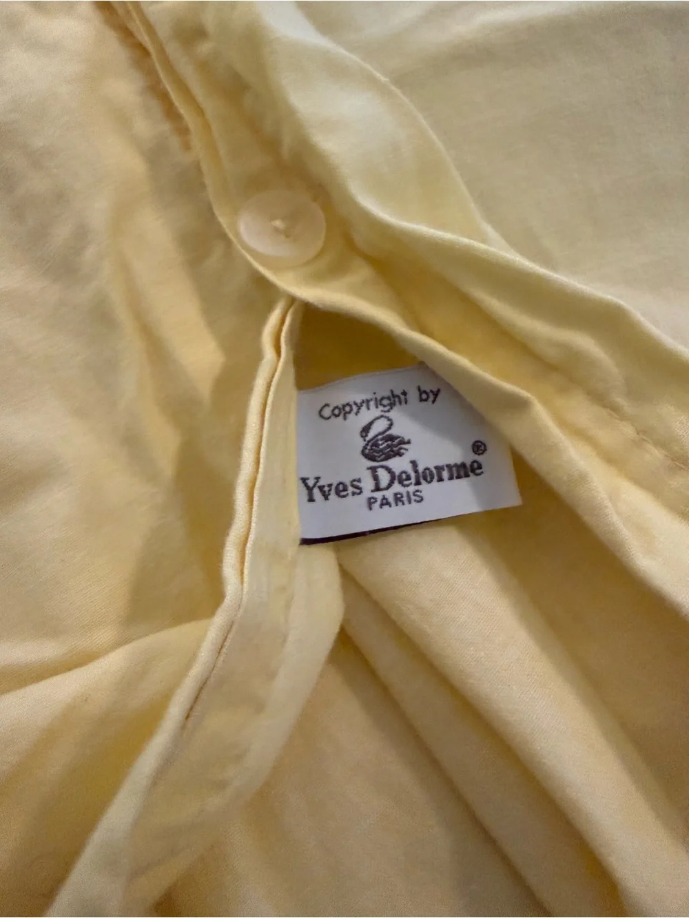 Yves Delorme Queen Duvet Jacinth Yellow Floral Swag Vintage French Cotton EUC